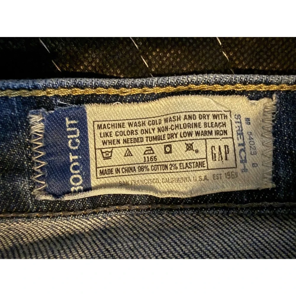 Gap 1969 Boot Cut Jeans Women's Size 12A Blue Stretch Denim Medium Wash Frayed